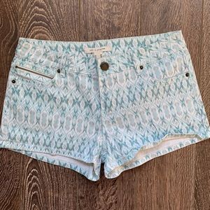 Blue patterned jean shorts